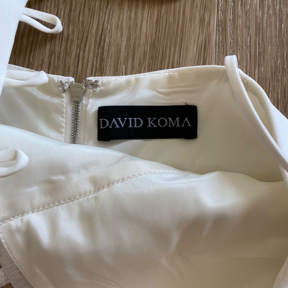 David Koma Cady Diamond Mesh Asymmetric Midi Dress - Picture 7 of 12